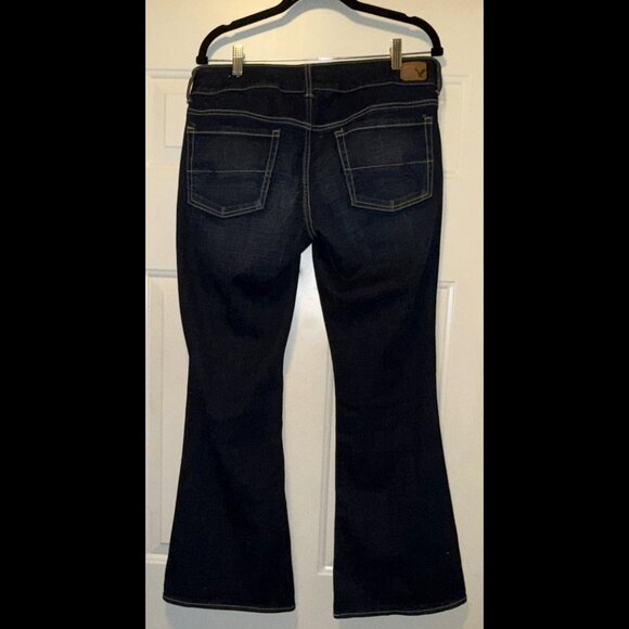 NWOT AMERICAN EAGLE sz.12S Super Stretch Artist Flare Jeans Dark Wash - Picture 6 of 7